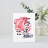 フローラ背景を持つPin-Upガール ポストカード (スタンド正面)