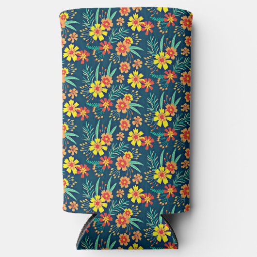 フローラ背景美しいデザイン-46566 スリム缶クーラー (正面)