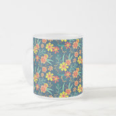 フローラ背景美しいデザイン-46566 フロストグラスマグカップ (正面左)