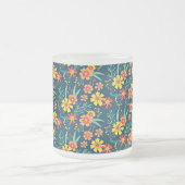 フローラ背景美しいデザイン-46566 フロストグラスマグカップ (中央)