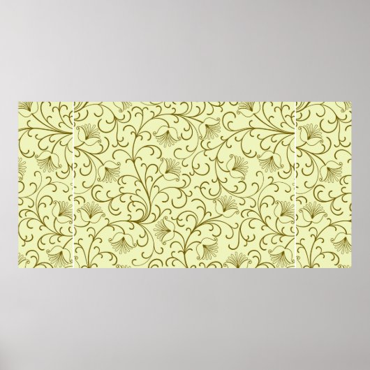 フローラ背景美しいヴィンテージイラストレーション ポスター (正面)