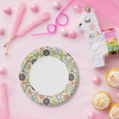 フローラ背景2 ペーパープレート (パーティー)