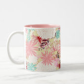 フローラ背景4 ツートーンマグカップ (左)