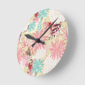 フローラ背景4 ラウンド壁時計 (傾斜)
