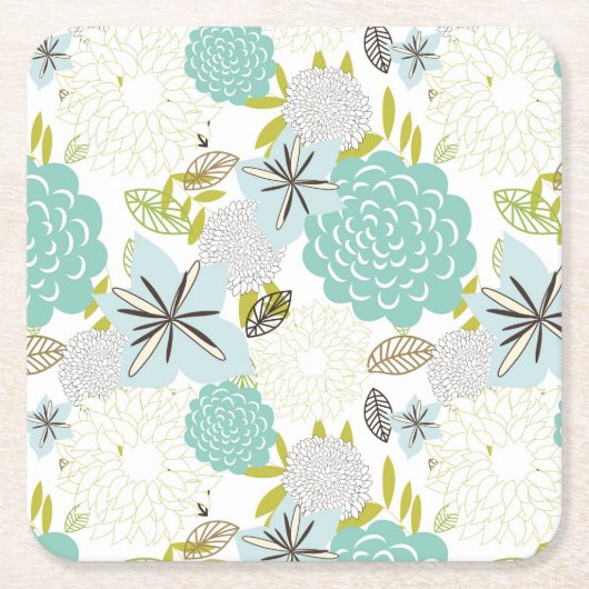 フローラ背景5 スクエアペーパーコースター (正面)