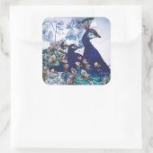 フローラ背景(ピーコック) スクエアシール (バッグ)