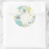 フローラ背景 ラウンドシール (バッグ)