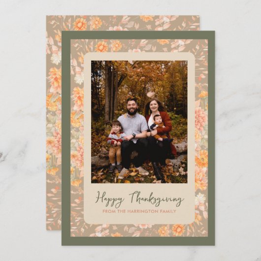 フローラ自動秋ハッピーサンクスギビング写真 シーズンカード (正面/裏面)