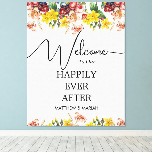 フローラ自然の歓迎を受けて幸結婚福に キャンバスプリント (インサイチュ (ウッドフロア))