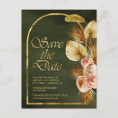 フローラ自然アーチパームセージ緑の日付を保存 ポストカード (正面)