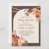 フローラ自然テラコッタパンプキンウッドベビーシャワー 招待状 (正面)