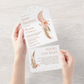 フローラ自然パンパスクレセントムーンベイビーシャワー オールインワン招待状 (貼ってはがせる)