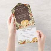 フローラ自然ボタニカルパンプキンバーンウッドズ結婚ズ オールインワン招待状 (貼ってはがせる)