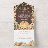 フローラ自然ボタニカルパンプキンバーンウッドズ結婚ズ オールインワン招待状 (内側)