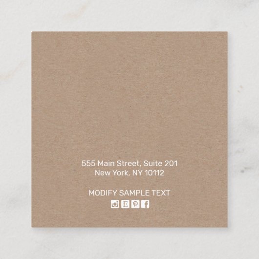 フローラ自然ボホクラフトスタッドイヤリングディスプレイ スクエア名刺 (裏面)