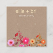 フローラ自然ボホクラフトスタッドイヤリングディスプレイ スクエア名刺 (正面)