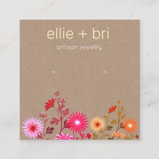 フローラ自然ボホクラフトスタッドイヤリングディスプレイ スクエア名刺 (正面)