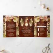 フローラ自然ポット乾燥パームテラコッタ結婚ズ 三つ折り招待状 (内部)