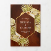 フローラ自然ポット乾燥パームテラコッタ結婚ズ 三つ折り招待状 (カバー)
