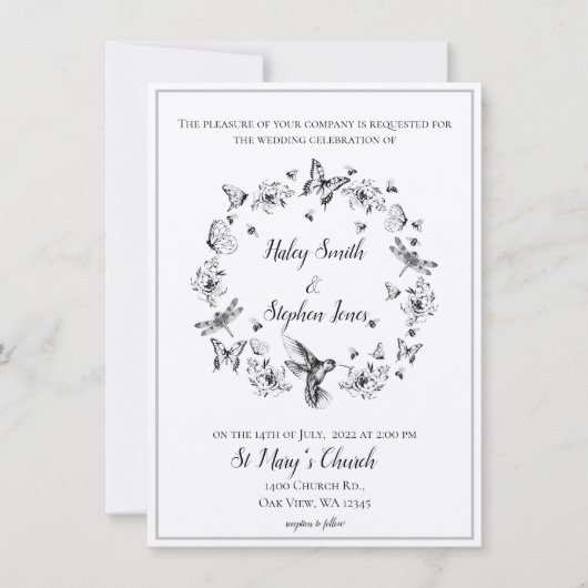 フローラ自然リースフォーマル結婚式招待状 招待状 (正面)