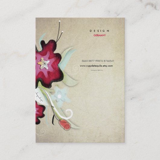 フローラ自然手作りの女性ビジネスカード 名刺 (正面)