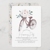 フローラ自転車用水彩引っ越し祝いパーティーパーティー 招待状 (正面/裏面)