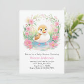 フローラ至福ピンクダックガールベビーシャワー 招待状 (スタンド正面)