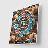 フローラ至福五周年お祝い スクエア壁時計 (傾斜)