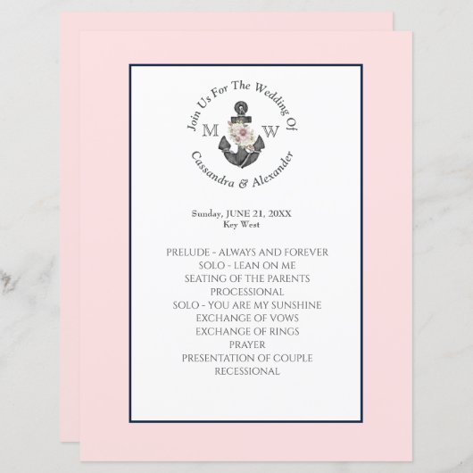 フローラ航海のいかりス結婚ピンクネイビーブルー (正面/裏面)