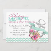 フローラ航海のいかりベビーシャワー 招待状 (正面)