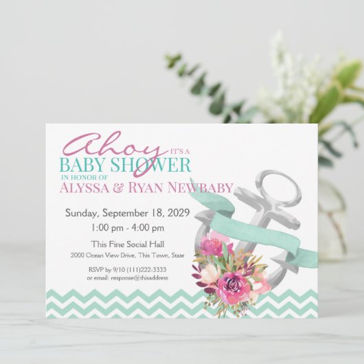 フローラ航海のいかりベビーシャワー 招待状 (スタンド正面)