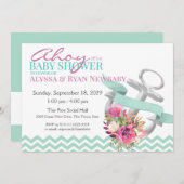 フローラ航海のいかりベビーシャワー 招待状 (正面/裏面)