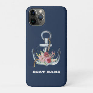フローラ航海のいかりボートネームネイビーブルー iPhone 11 PROケース