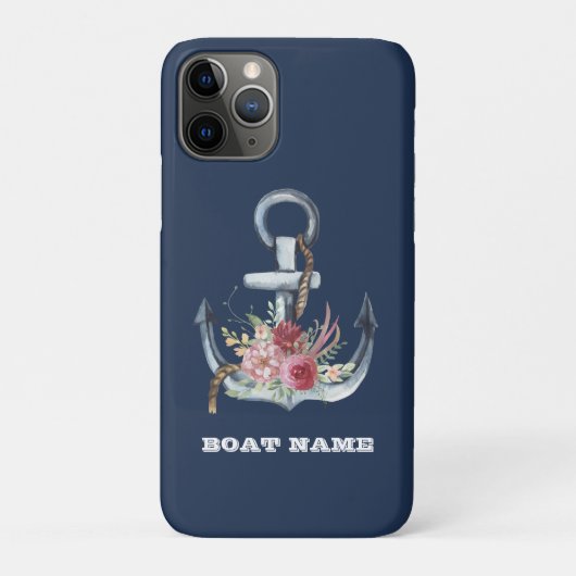 フローラ航海のいかりボートネームネイビーブルー Case-Mate iPhoneケース (裏)