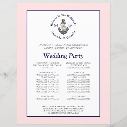 フローラ航海のいかり結婚のピンク海軍計画 (裏面)