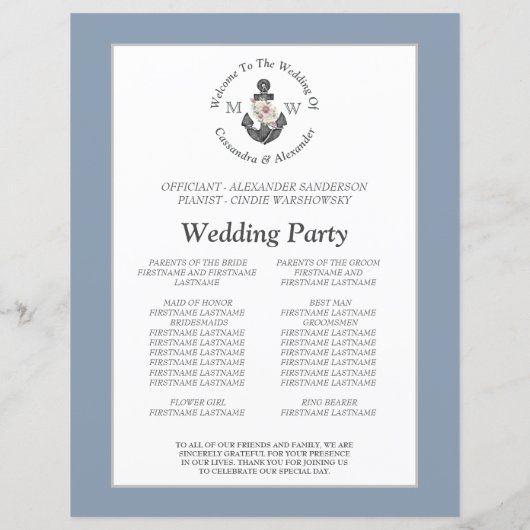 フローラ航海のいかり結婚の埃っぽいブループログラム (裏面)