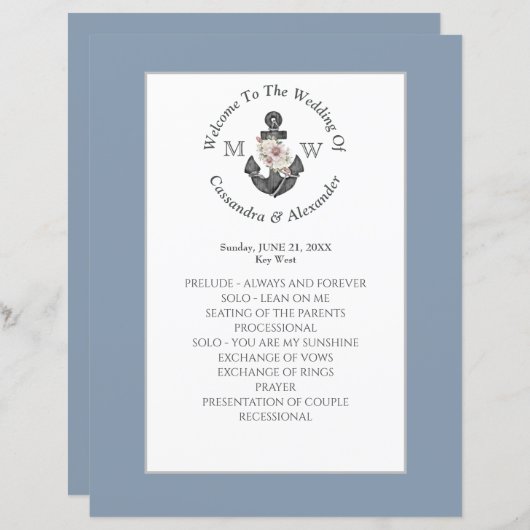 フローラ航海のいかり結婚の埃っぽいブループログラム (正面/裏面)