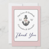 フローラ航海のいかり結婚の埃バラ サンキューカード (正面)