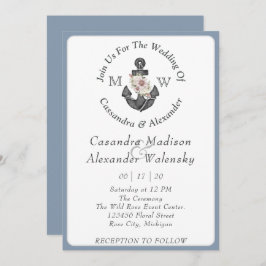 フローラ航海のいかり結婚ズダスティブルー 招待状