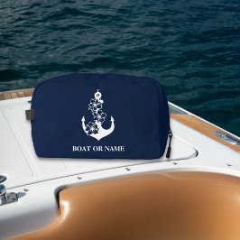 フローラ航海のカスタムいかりボートネームネイビー ドップキット