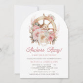 フローラ船航海の車ガールアーチベイビーシャワー 招待状 (正面)