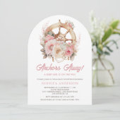 フローラ船航海の車ガールアーチベイビーシャワー 招待状 (スタンド正面)