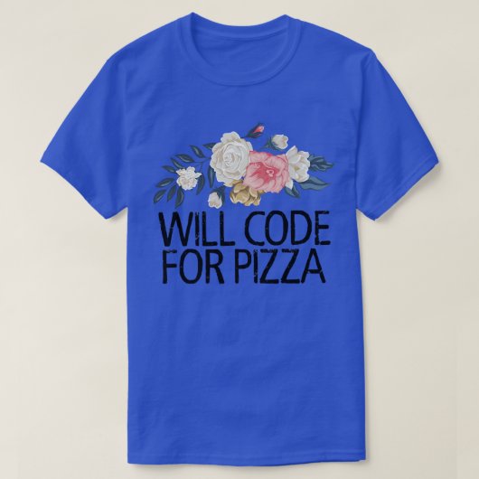 フローラ花の水の色おもしろいはPizzのコード Tシャツ (デザイン正面)