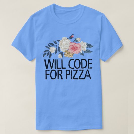 フローラ花の水の色おもしろいはPizzのコード Tシャツ (デザイン正面)