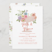 フローラ花びらとプロセッコブライダルシャワー 招待状 (正面/裏面)