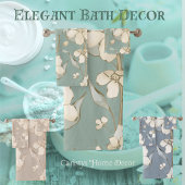 フローラ花びらクリームシェードオン淡い色のグリーンタール バスタオルセット