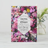 フローラ花カラフルバラ結婚式招待状 招待状 (スタンド正面)