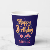 フローラ花ハッピーバースデー手錠 紙コップ (正面)
