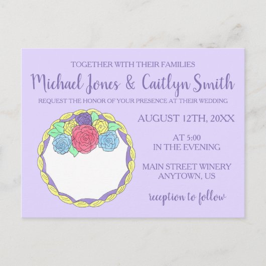 フローラ花バラブライダルシャワー結婚ズケーキ インビテーションポストカード (正面)