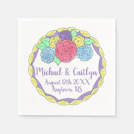 フローラ花バラブライダルシャワー結婚ズケーキ スタンダードカクテルナプキン